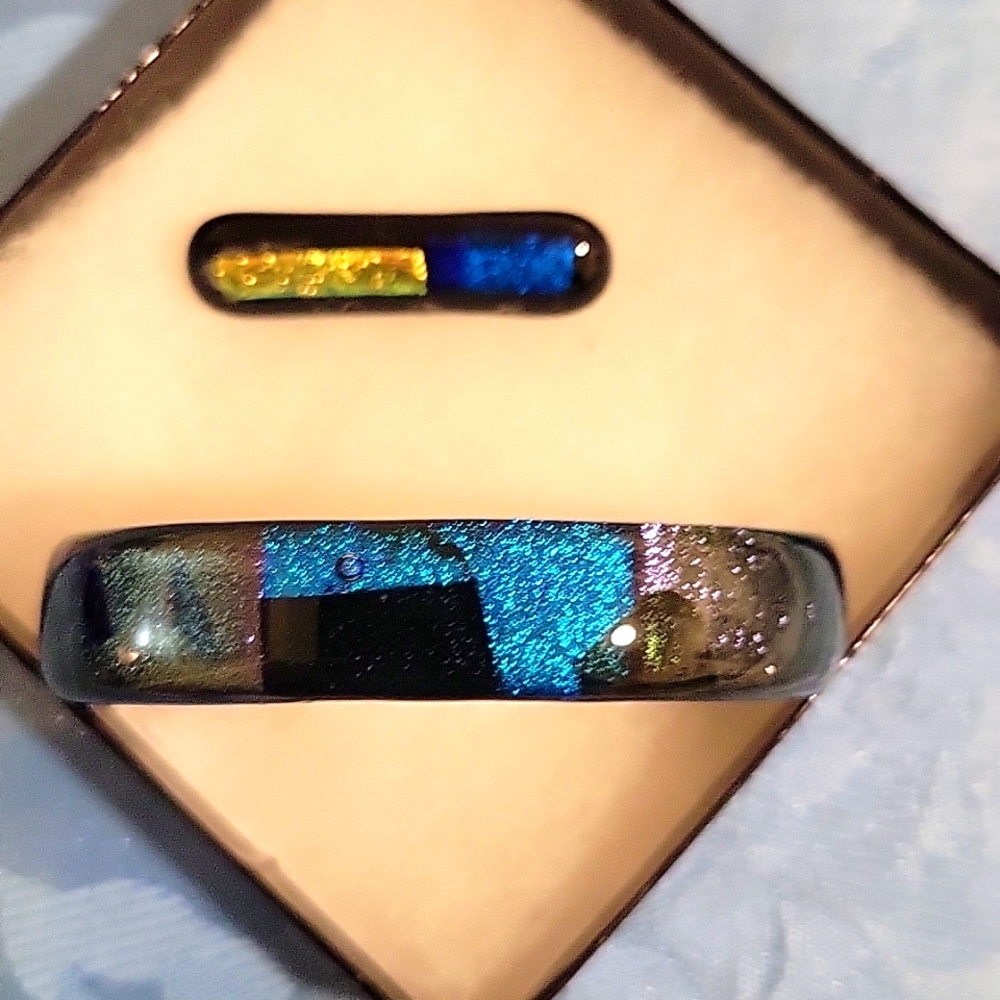 Dicroic cuff bracelet & pin